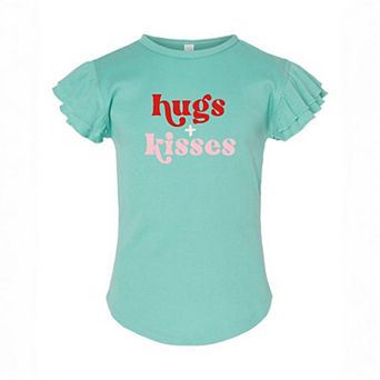 Hugs And Kisses Toddler Flutter Sleeve Graphic Tee