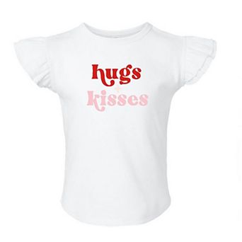 Hugs And Kisses Toddler Flutter Sleeve Graphic Tee