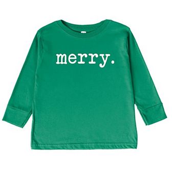 Merry Raised Print Toddler Long Sleeve Graphic Tee