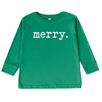 Merry Raised Print Toddler Long Sleeve Graphic Tee