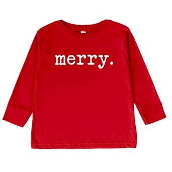 Merry Raised Print Toddler Long Sleeve Graphic Tee