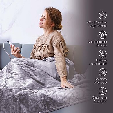 Pursonic Cozy Comfort Bundle Electric Heated Microplush Blanket and Heating Pad Set