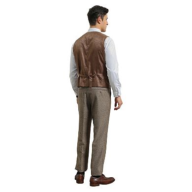 Men's 3-Piece Tweed Suit Set w/ Notch Lapel on Vest