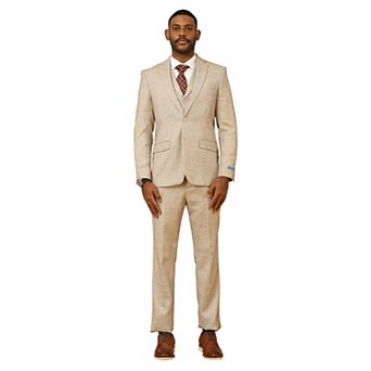 Men's 3 pc Tweed Suit Set w/ Notch Lapel on Vest