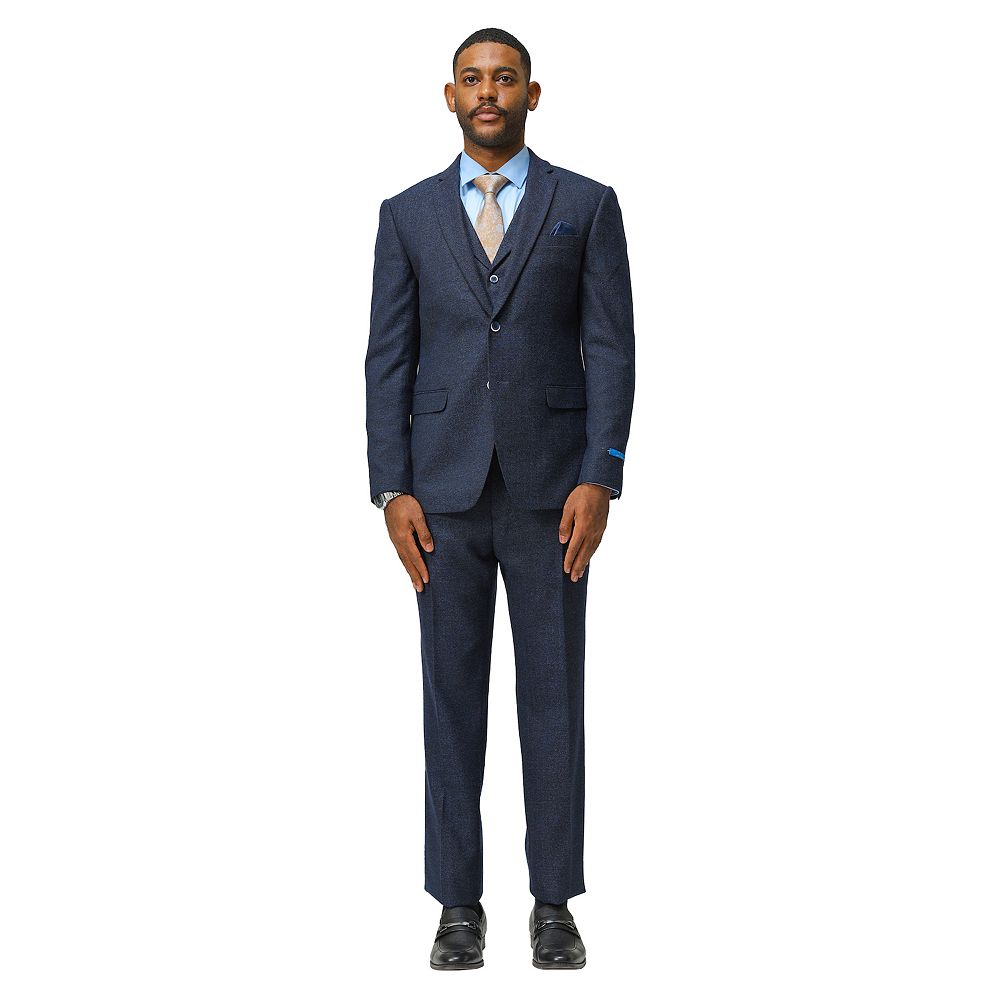 Men's 3-Piece Tweed Suit Set w/ Notch Lapel on Vest