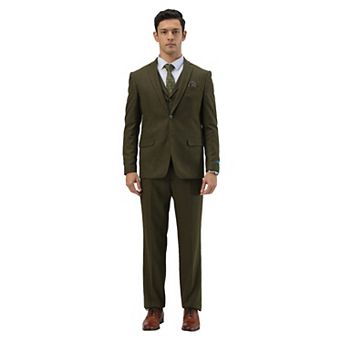 Men's 3 pc Tweed Suit Set w/ Notch Lapel on Vest
