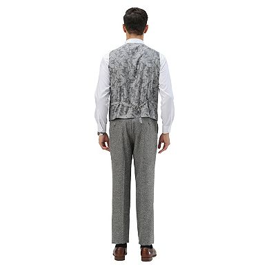 Men's 3-Piece Tweed Suit Set w/ Notch Lapel on Vest