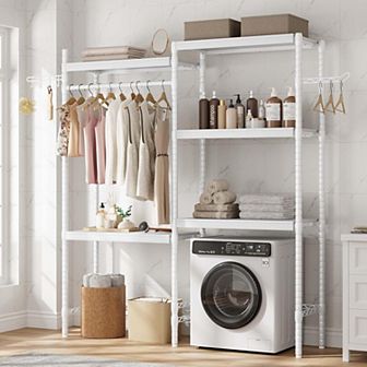 5 tier Wood Over-the-Washer Dryer Storage Shelf 30" A+B
