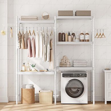 5-Tier Wood Over-the-Washer Dryer Storage Shelf 30" A+B