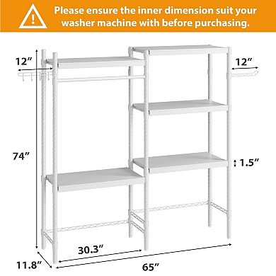 5-Tier Wood Over-the-Washer Dryer Storage Shelf 30" A+B