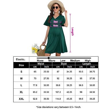 Womens Casual V Neck A Line Swing Wrap Maternity Dress Flowy Midi Maternity Dress for Baby Shower