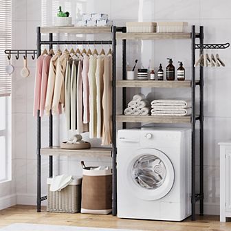 5 tier Wood Over-the-Washer Dryer Storage Shelf 30" A+B