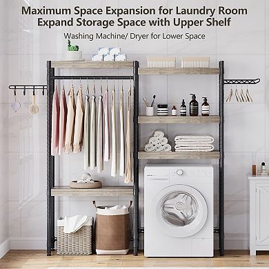 5-Tier Wood Over-the-Washer Dryer Storage Shelf 30" A+B