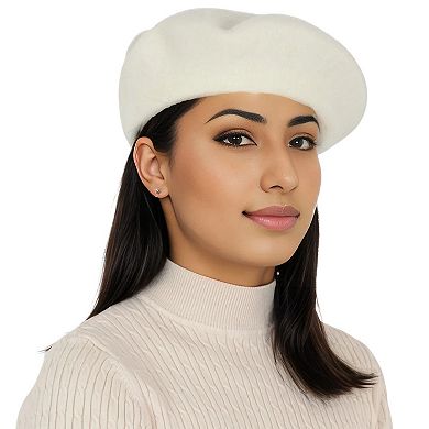 Women's Wool French Beret Hats Solid Color Classic Beanie Fall Winter