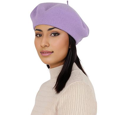 Women's Wool French Beret Hats Solid Color Classic Beanie Fall Winter