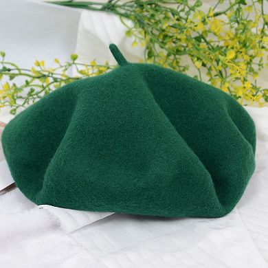Women's Wool French Beret Hats Solid Color Classic Beanie Fall Winter