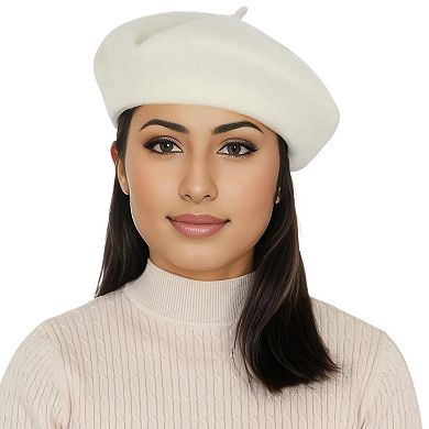 Women's Wool French Beret Hats Solid Color Classic Beanie Fall Winter