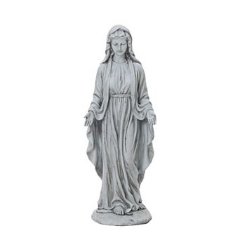 LuxenHome Virgin Mary Statue, 30'' Ivory Religious Blessed Mother Indoor Outdoor Garden Sculptures