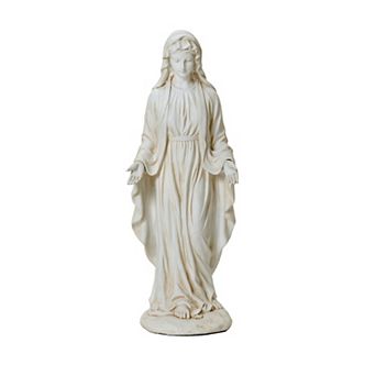 LuxenHome Virgin Mary Statue, 30'' Ivory Religious Blessed Mother Indoor Outdoor Garden Sculptures