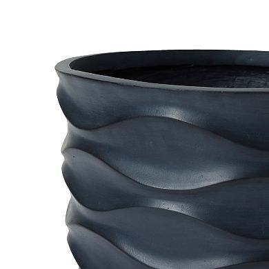 LuxenHome 13.4-Inch Round Waves MgO Planter