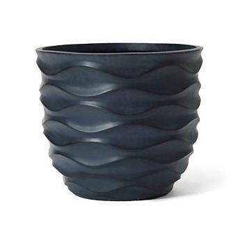 LuxenHome 17.4-Inch Round Waves MgO Planter