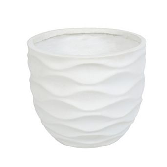 LuxenHome 17.4-Inch Round Waves MgO Planter
