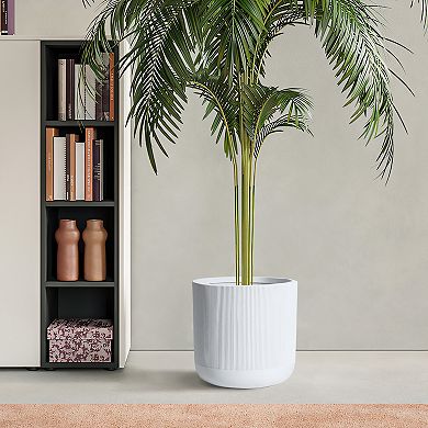 LuxenHome Vertical Stripes MgO Round Planter