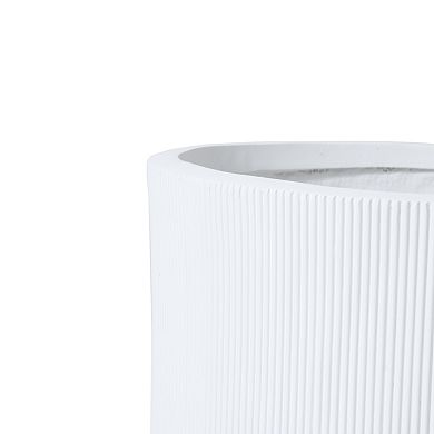 LuxenHome Vertical Stripes MgO Round Planter