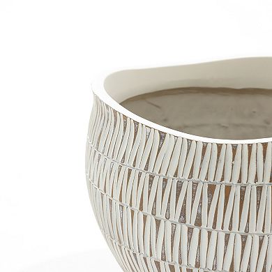 LuxenHome V-Pattern Polyresin Round Planter