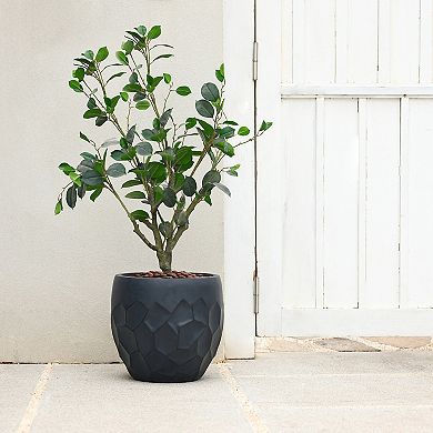 LuxenHome Round Beehive Geometric MgO Planter