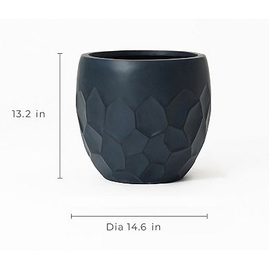 LuxenHome Round Beehive Geometric MgO Planter