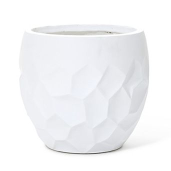 LuxenHome Round Beehive Geometric MgO Planter