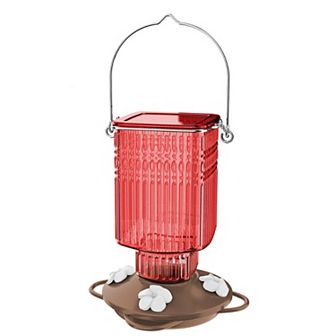 Nature's Way Red Carnation Antique Glass Hanging Hummingbird Feeders - 22 Oz