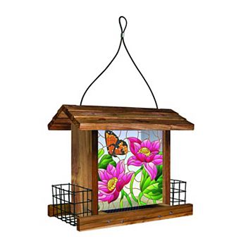 Nature's Way Stained Glass Hopper Bird Feeder with Suet Cages -(3.1 QT)