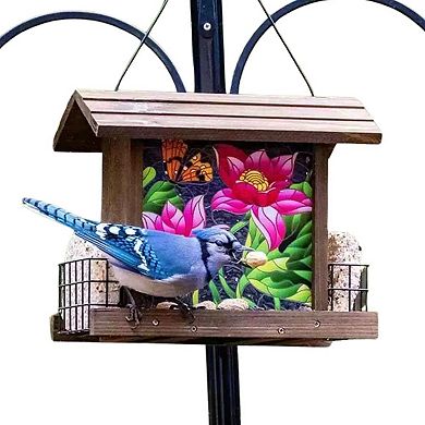 Nature's Way Stained Glass Hopper Bird Feeder with Suet Cages -(3.1 QT)