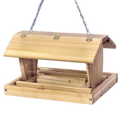 Stovall Cedar Medium Barn Hanging Hopper Bird Feeder