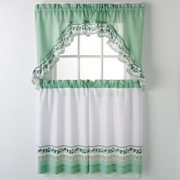 United Curtain Co Ivy 3 Pc Kitchen, Turquoise Kitchen Curtains
