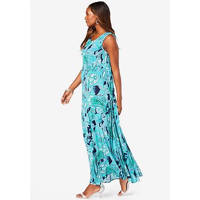 Roaman's Women's Plus Size Hand-Crinkled Sleeveless Dress