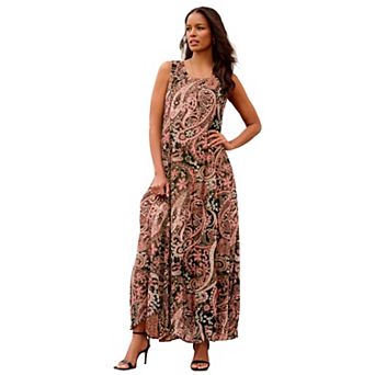 Roaman's Women's Plus Size Hand-Crinkled Sleeveless Dress