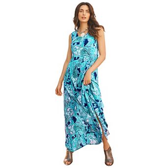 Roaman's Women's Plus Size Hand-Crinkled Sleeveless Dress