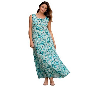 Roaman's Women's Plus Size Hand-Crinkled Sleeveless Dress