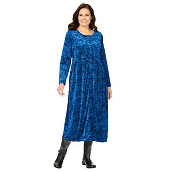 Woman Within Plus Size 21-Button Velour Dress