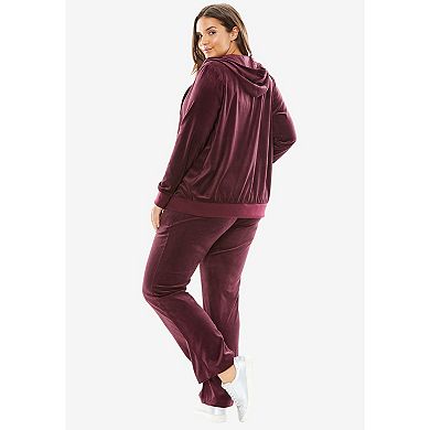 Woman Within Plus Size Petite 2-Piece Velour Hoodie Set