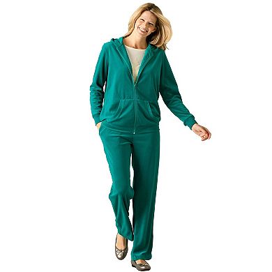 Woman Within Plus Size Petite 2-Piece Velour Hoodie Set