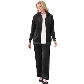 Woman Within Plus Size Petite 2 pc Velour Hoodie Set