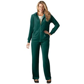 Woman Within Plus Size Petite 2 pc Velour Hoodie Set