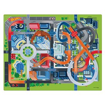 TCG Toys Imaginmat: Jumbo Hot Wheels 47" x 61" Floor Playmat & 2 Toy Cars