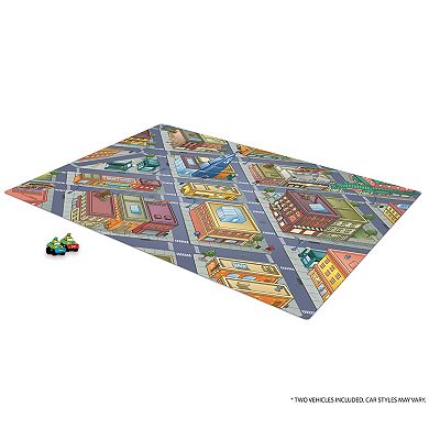 TCG Toys Imaginmat: Jumbo TMNT 47 x 61" Floor Playmat & 2 Toy Cars