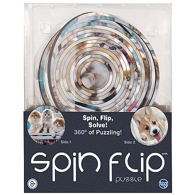 TCG Toys Spin Flip Puzzle: Puppies & Kittens 2L- 14 Rings 2-In-1 Double-Sided Puzzle