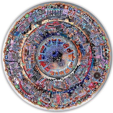TCG Toys Spin Flip Puzzle: Charles Fazzino 14 Rings 2-In-1 Double-Sided Puzzle